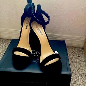 Black suede chunky heels